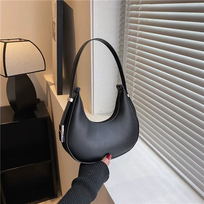 Fashion PU Leather Underarm Bags Women Clutch Handbags Single Shoulder Bag Ladies Trendy Simple Hobos Bag Female Totes