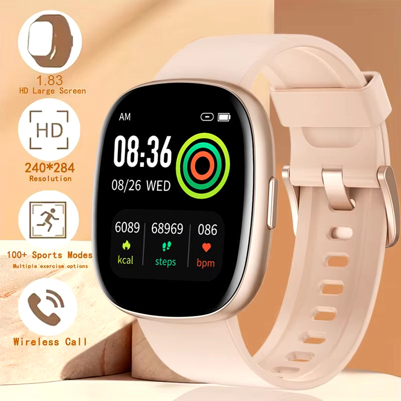 For Android Xiaomi Sport GPS Smart Watch Women 1.83'' HD AMOLED Full Touch Screen IP68 Waterproof Bluetooth Call Smartwatch 2024