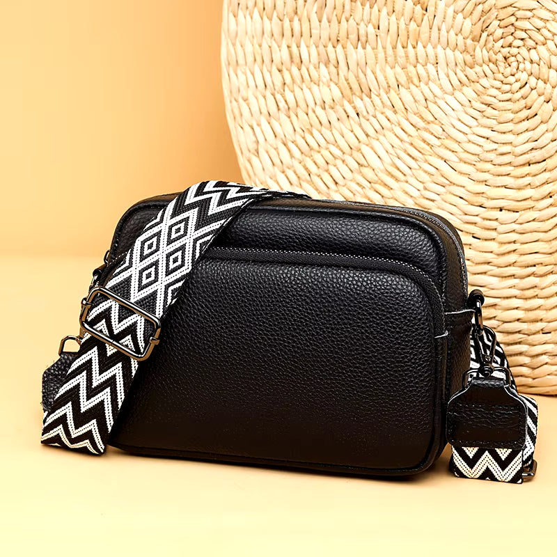 100% Cowhide Crossbody Cowhide Cell Phone Shoulder Bag Genuine Leather Messenger Bag Fashion Daily Use for Women Wallet Handbag