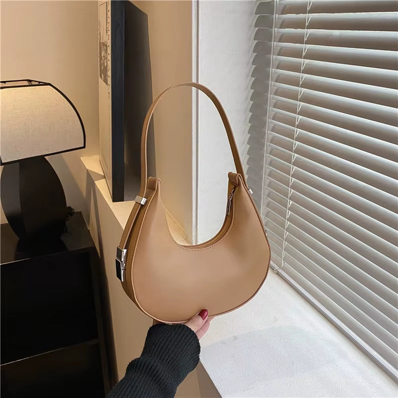 Fashion PU Leather Underarm Bags Women Clutch Handbags Single Shoulder Bag Ladies Trendy Simple Hobos Bag Female Totes