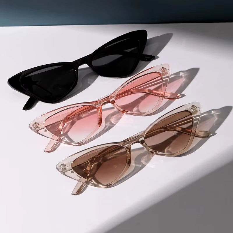 3 Pairs per Set Small Cat Eye Sunglasses Women Cute Skinny Cat Eye Eyewear Retro Vintage Narrow Cateye Sunglasses Set