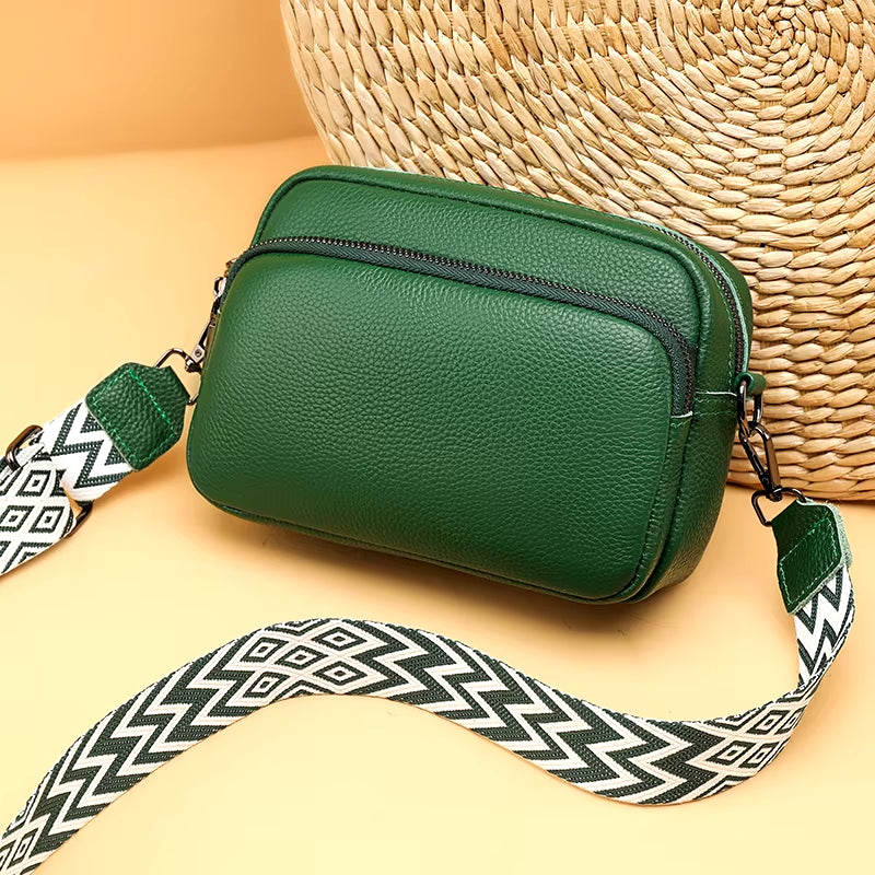 100% Cowhide Crossbody Cowhide Cell Phone Shoulder Bag Genuine Leather Messenger Bag Fashion Daily Use for Women Wallet Handbag