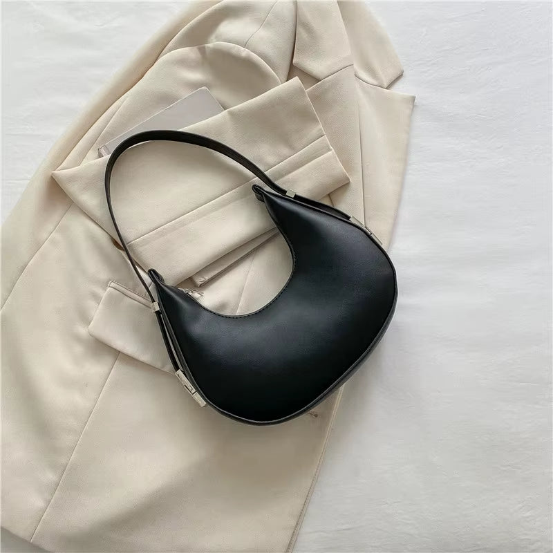 Fashion PU Leather Underarm Bags Women Clutch Handbags Single Shoulder Bag Ladies Trendy Simple Hobos Bag Female Totes