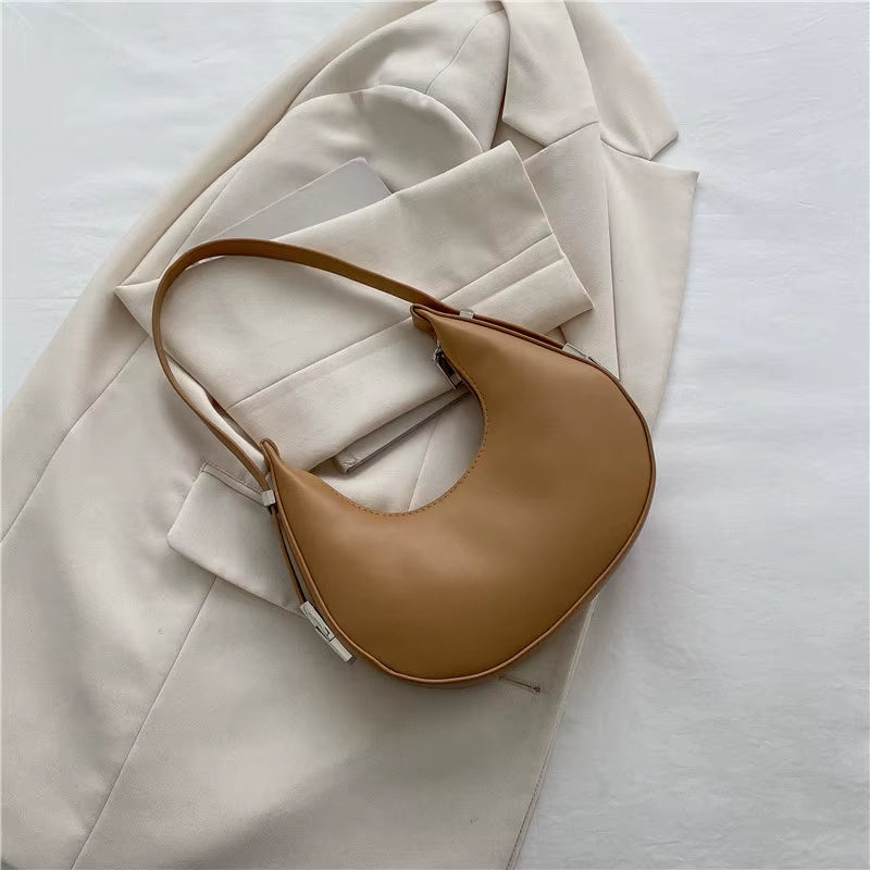 Fashion PU Leather Underarm Bags Women Clutch Handbags Single Shoulder Bag Ladies Trendy Simple Hobos Bag Female Totes