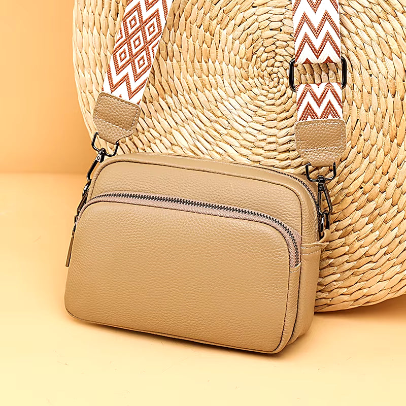 100% Cowhide Crossbody Cowhide Cell Phone Shoulder Bag Genuine Leather Messenger Bag Fashion Daily Use for Women Wallet Handbag