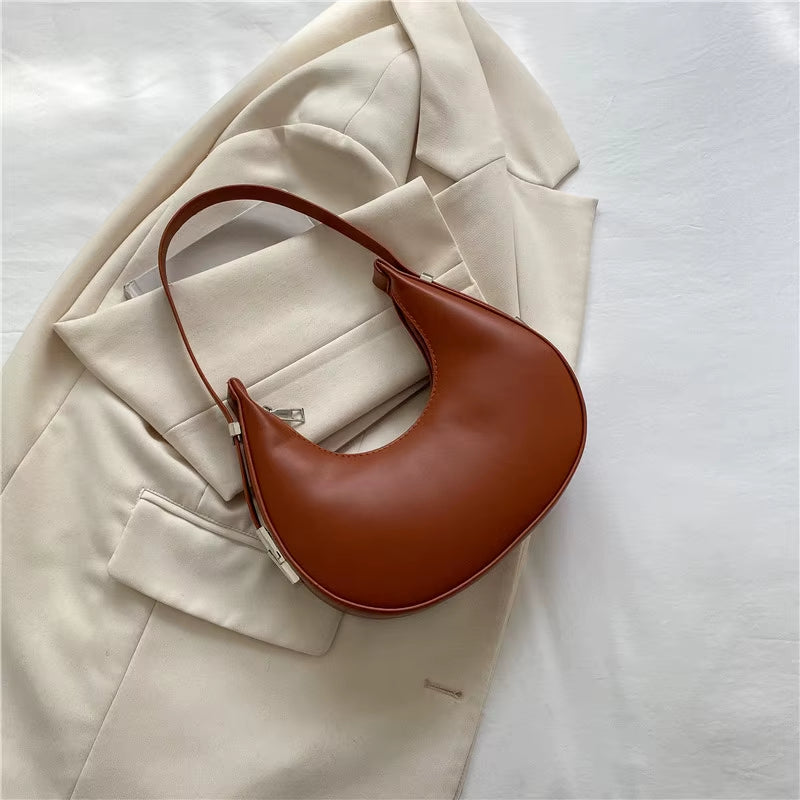 Fashion PU Leather Underarm Bags Women Clutch Handbags Single Shoulder Bag Ladies Trendy Simple Hobos Bag Female Totes