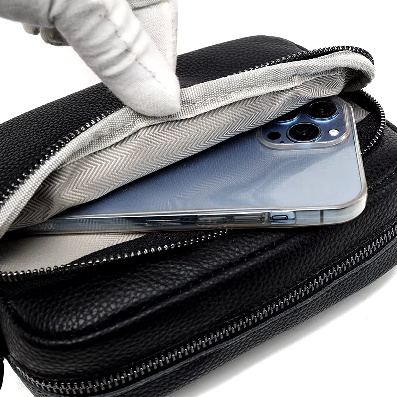 100% Cowhide Crossbody Cowhide Cell Phone Shoulder Bag Genuine Leather Messenger Bag Fashion Daily Use for Women Wallet Handbag