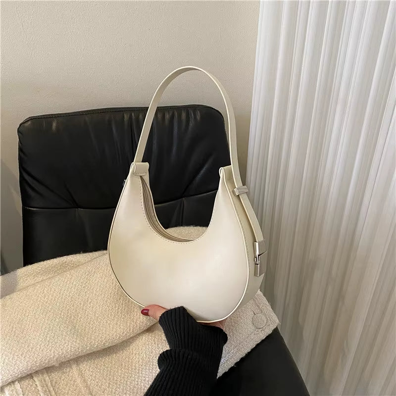 Fashion PU Leather Underarm Bags Women Clutch Handbags Single Shoulder Bag Ladies Trendy Simple Hobos Bag Female Totes