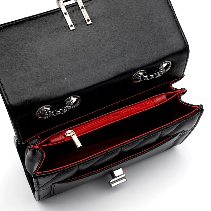 Women Luxury Designer Genuine Bags Leather Chain Women Handbags Shoulder Female Bag New Casual Fashion Ladies Messenger Bags