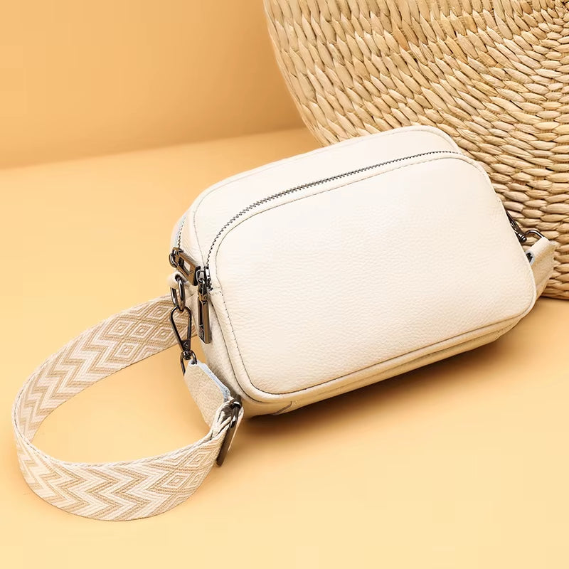 100% Cowhide Crossbody Cowhide Cell Phone Shoulder Bag Genuine Leather Messenger Bag Fashion Daily Use for Women Wallet Handbag