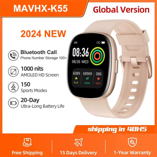 For Android Xiaomi Sport GPS Smart Watch Women 1.83'' HD AMOLED Full Touch Screen IP68 Waterproof Bluetooth Call Smartwatch 2024